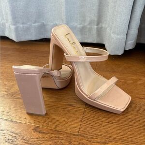 Lulus Nude Strappy Block Heel Sandals